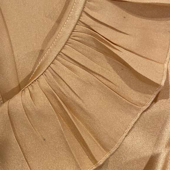 ASOS Sacred Hawk gold Satin Frilly Wrap Dress Size XS - Picture 15 of 16